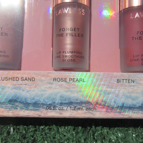Brand New Lawless Forget The Filler Lip Gloss 3 Pack & Liner Winter Beach Trio - Picture 3 of 10